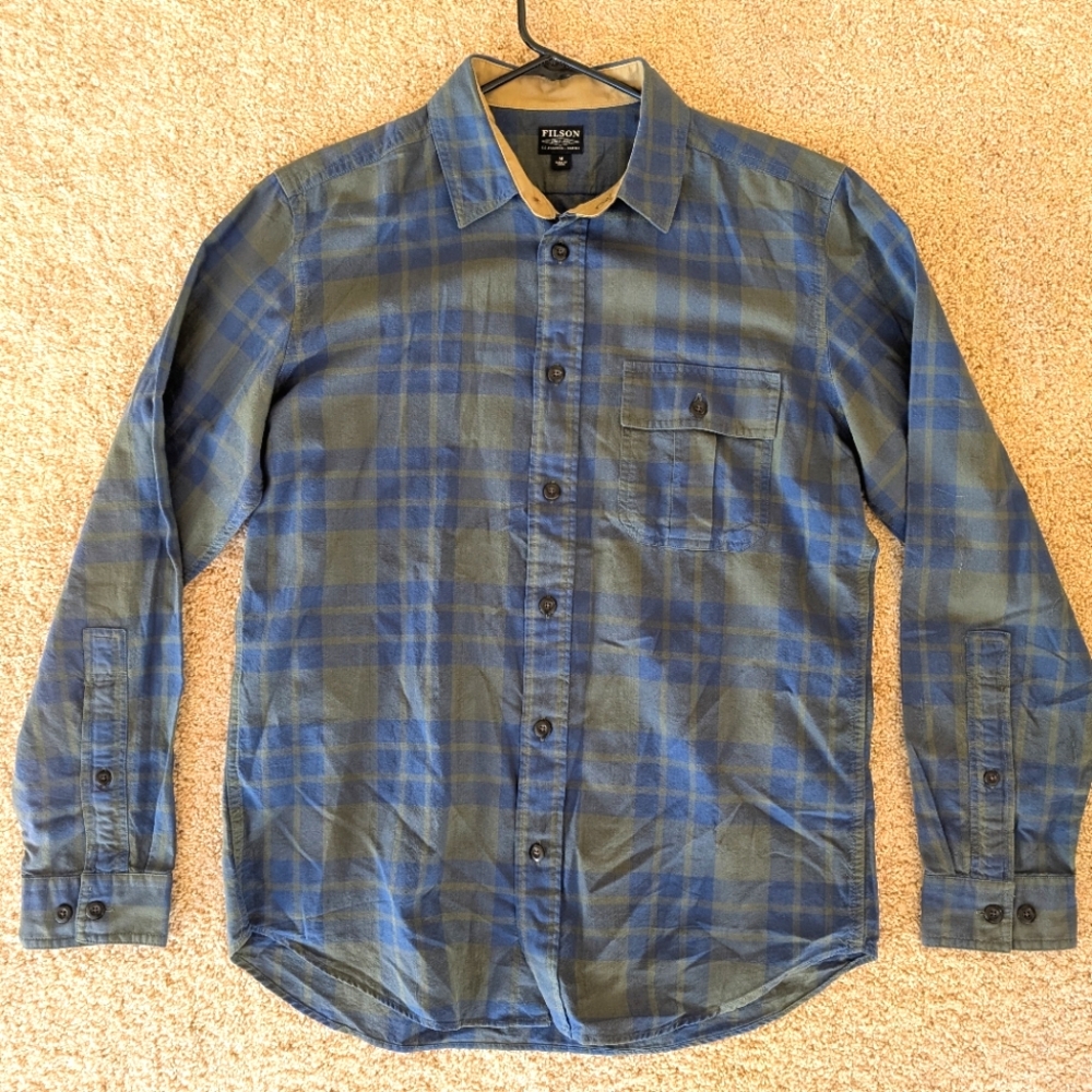 Filson Blue and Green Light Plaid Shirt